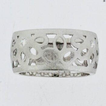 Lene Visholm Ring 0,08ct Wsi børstet hvit 585