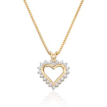 Anheng hjerte 0.26ct Wsi diamanter i gult gull