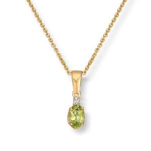 Anheng Peridot og zirkonia 14K gult gull