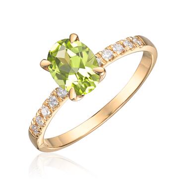 Ring i gult gull med 0,12ct WSI og Oval midtstein