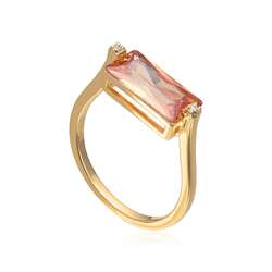Ring i sølv forgylt med Rosa Cz