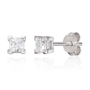 Solitær ørep Princess &quot;0,50ct&quot; CZ 925