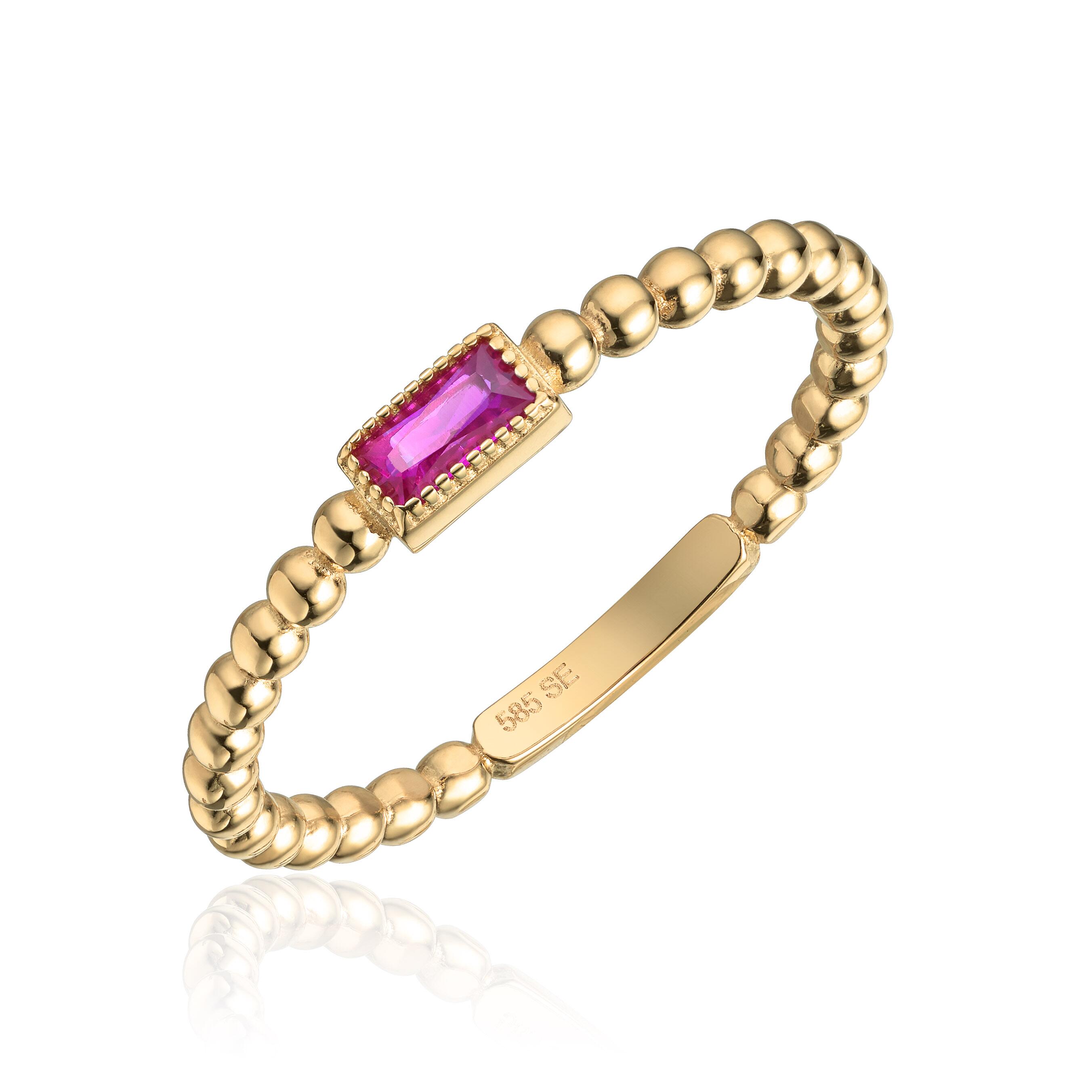 Ring i 14K gult gull rubin