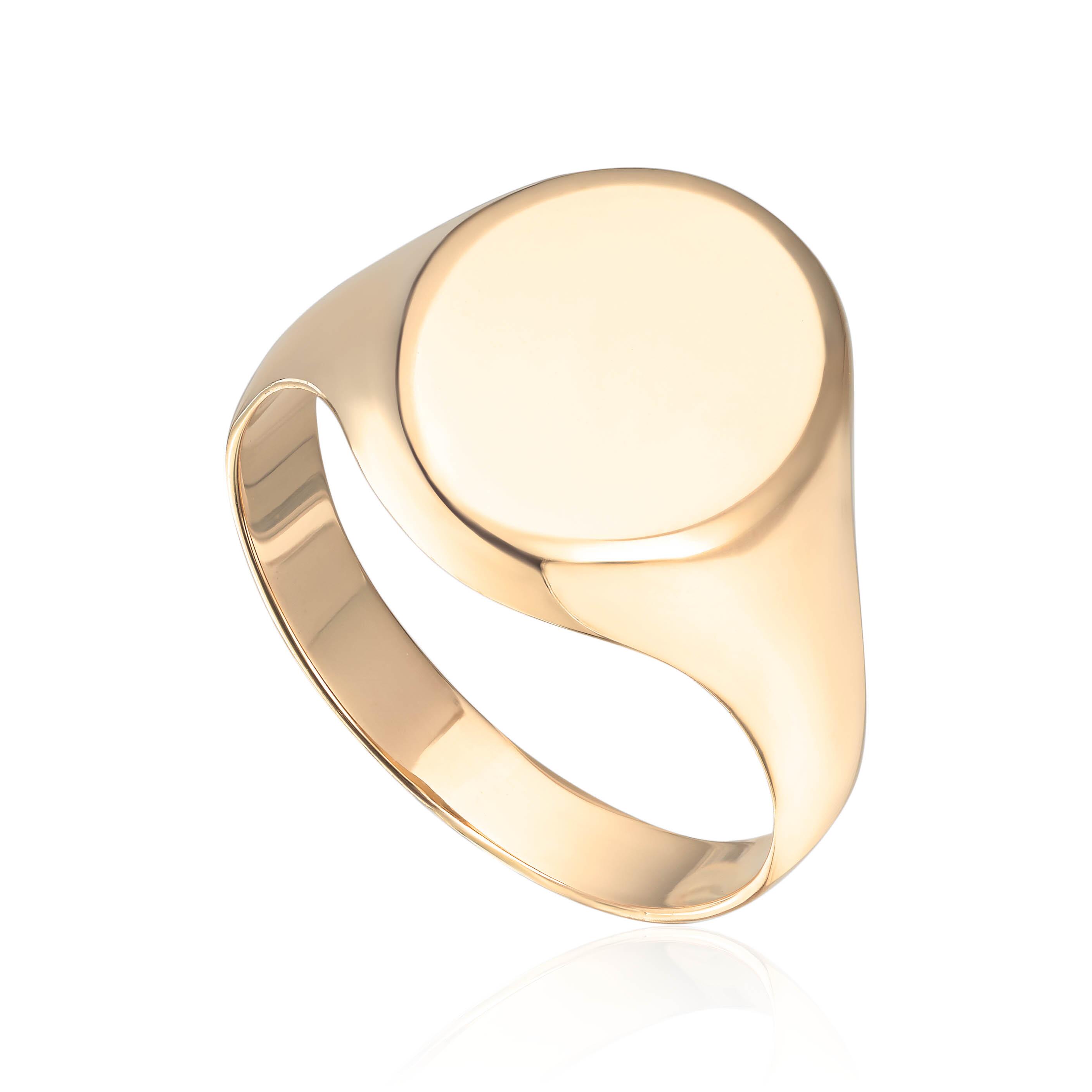 Signet ring med oval topp i 14K gult gull