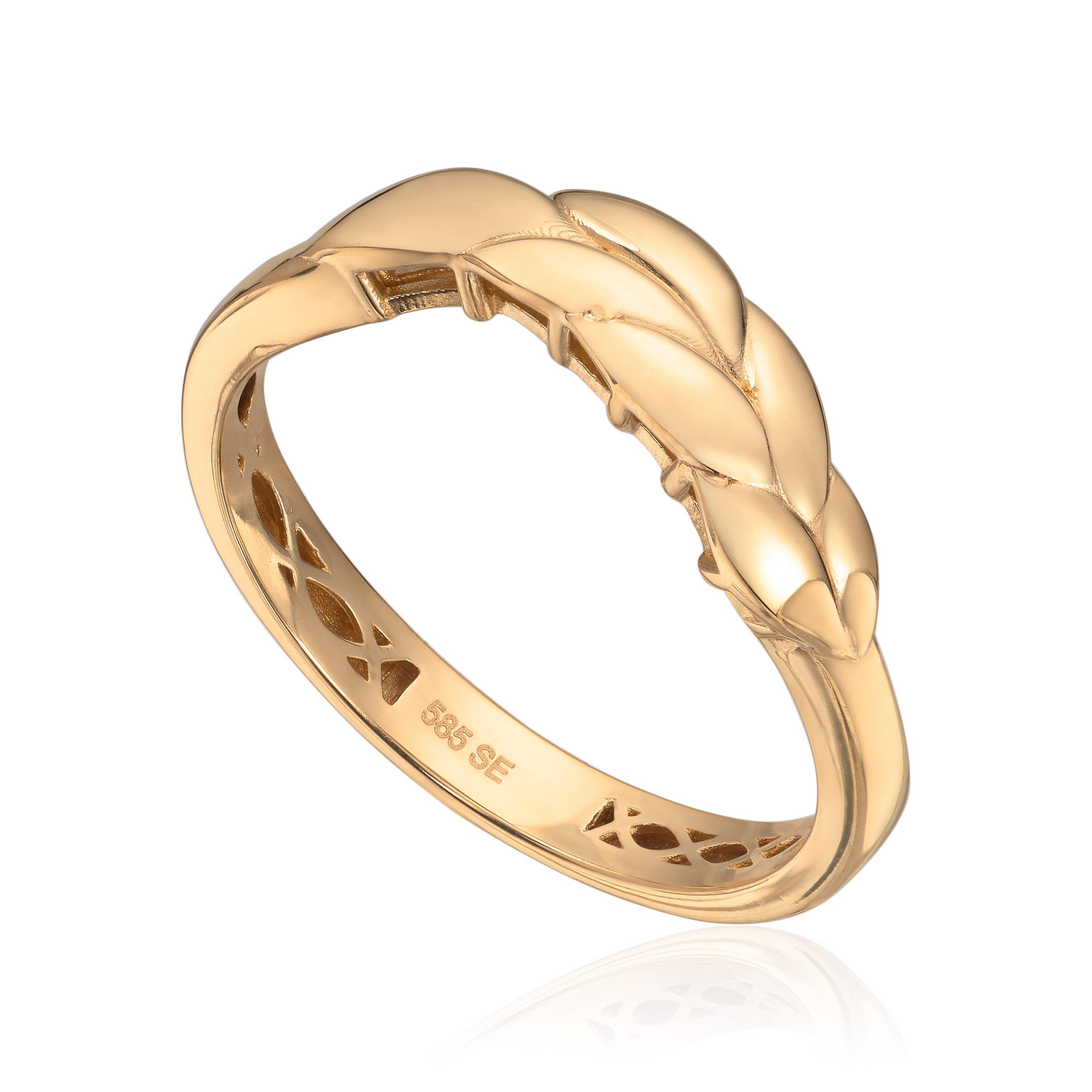 Ring med flette i 14K gult gull