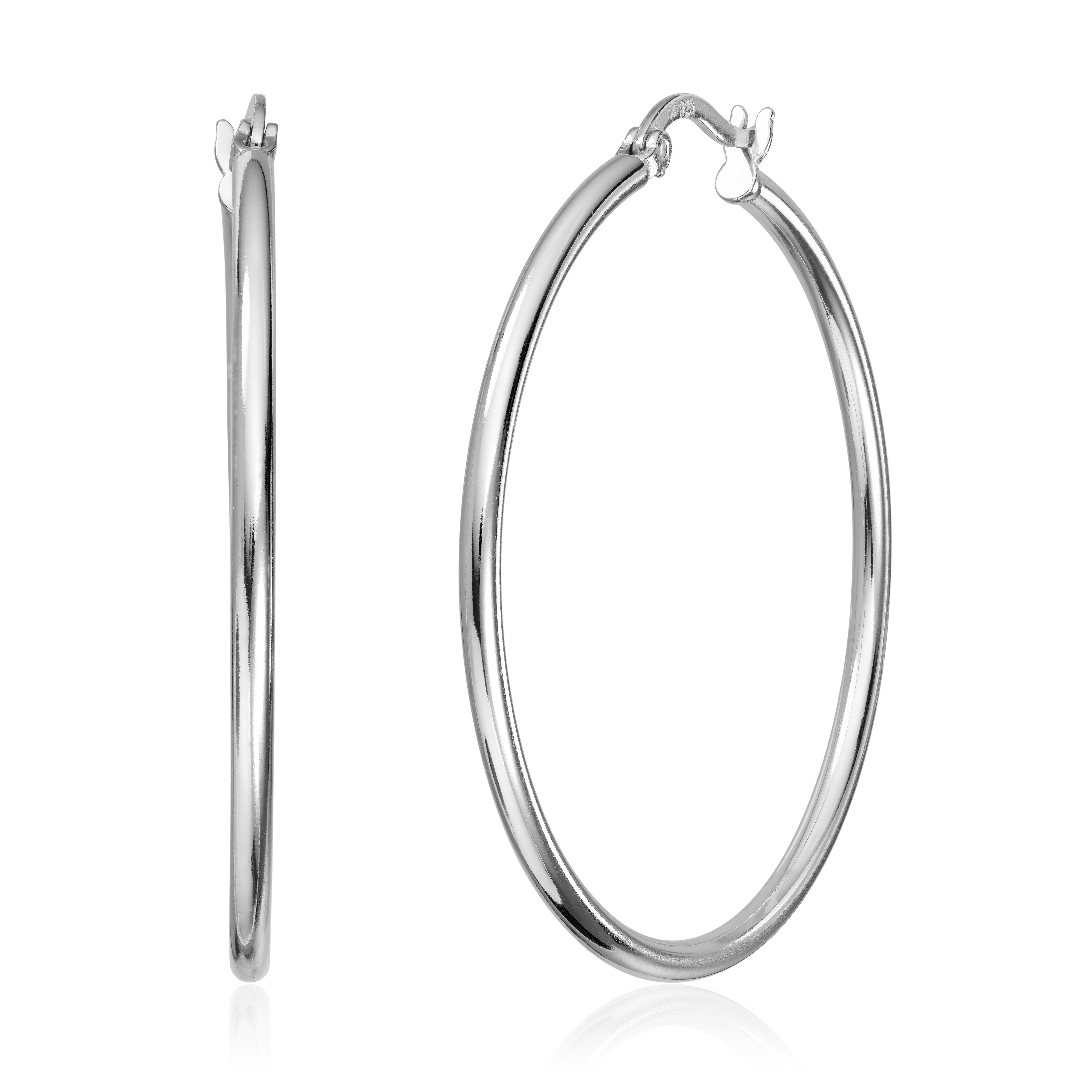 Øreringer i sølv rhodinert 2x40 mm