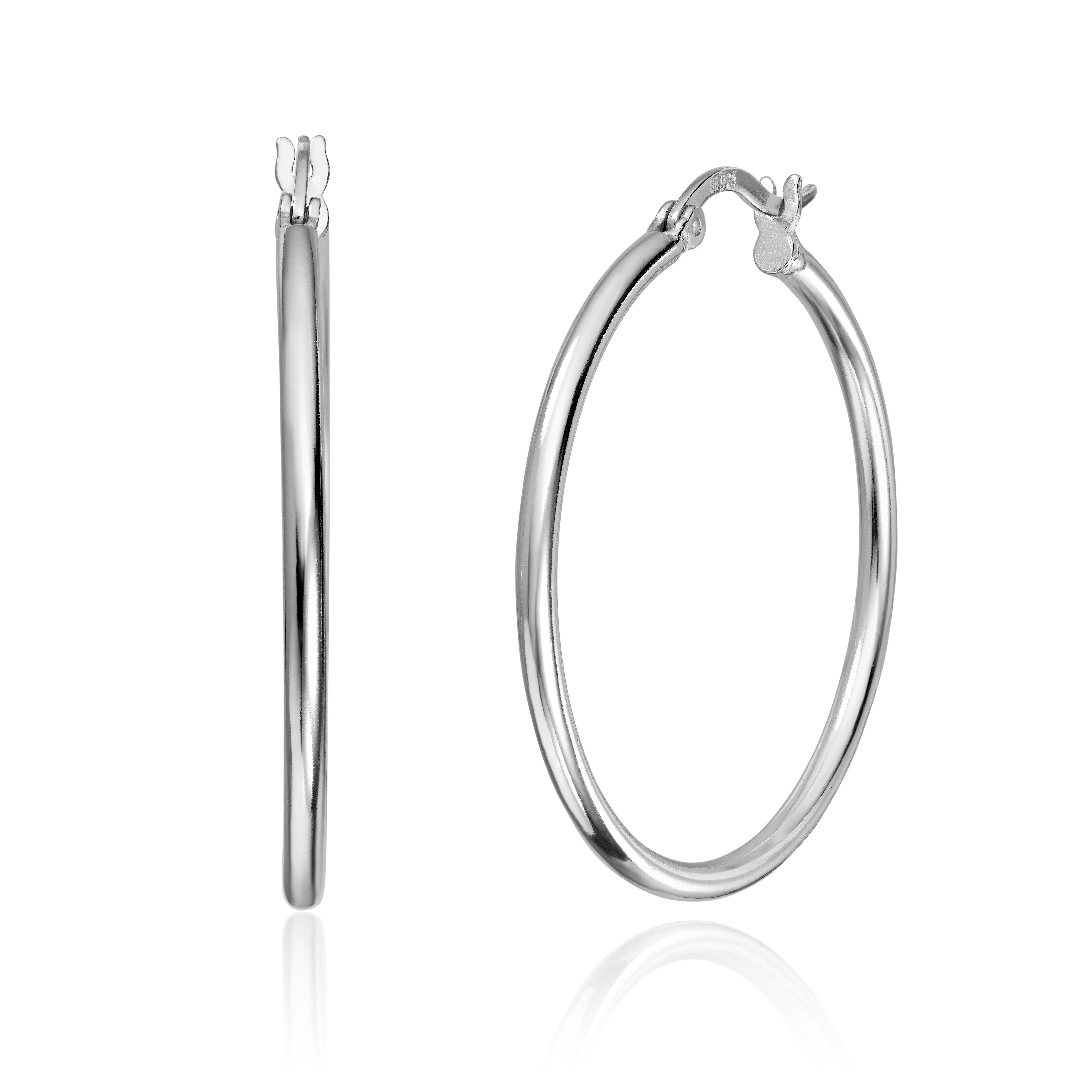Øreringer i sølv rhodinert 2x30 mm