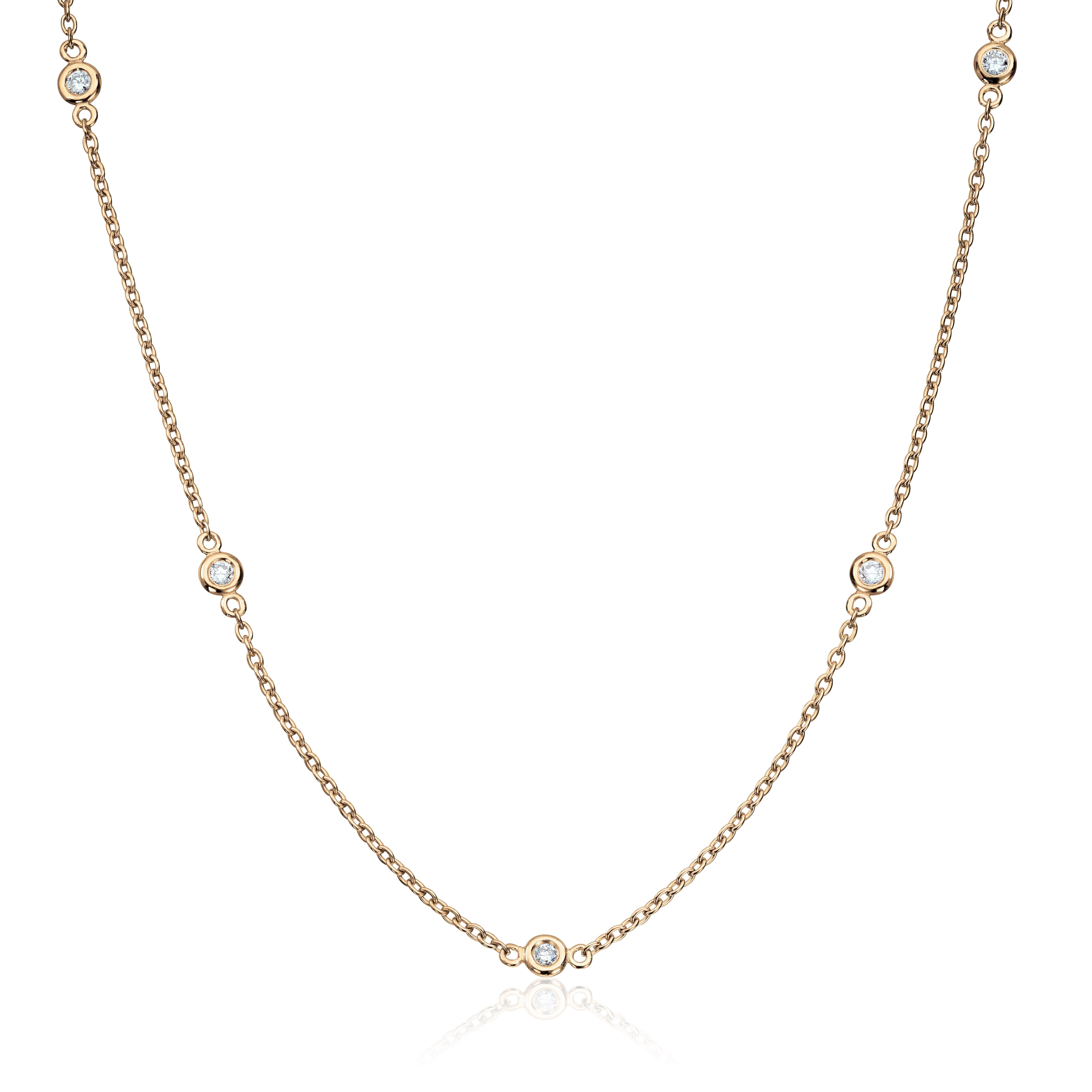 Kjede i gult gull med 0,10ct WSI  diamanter