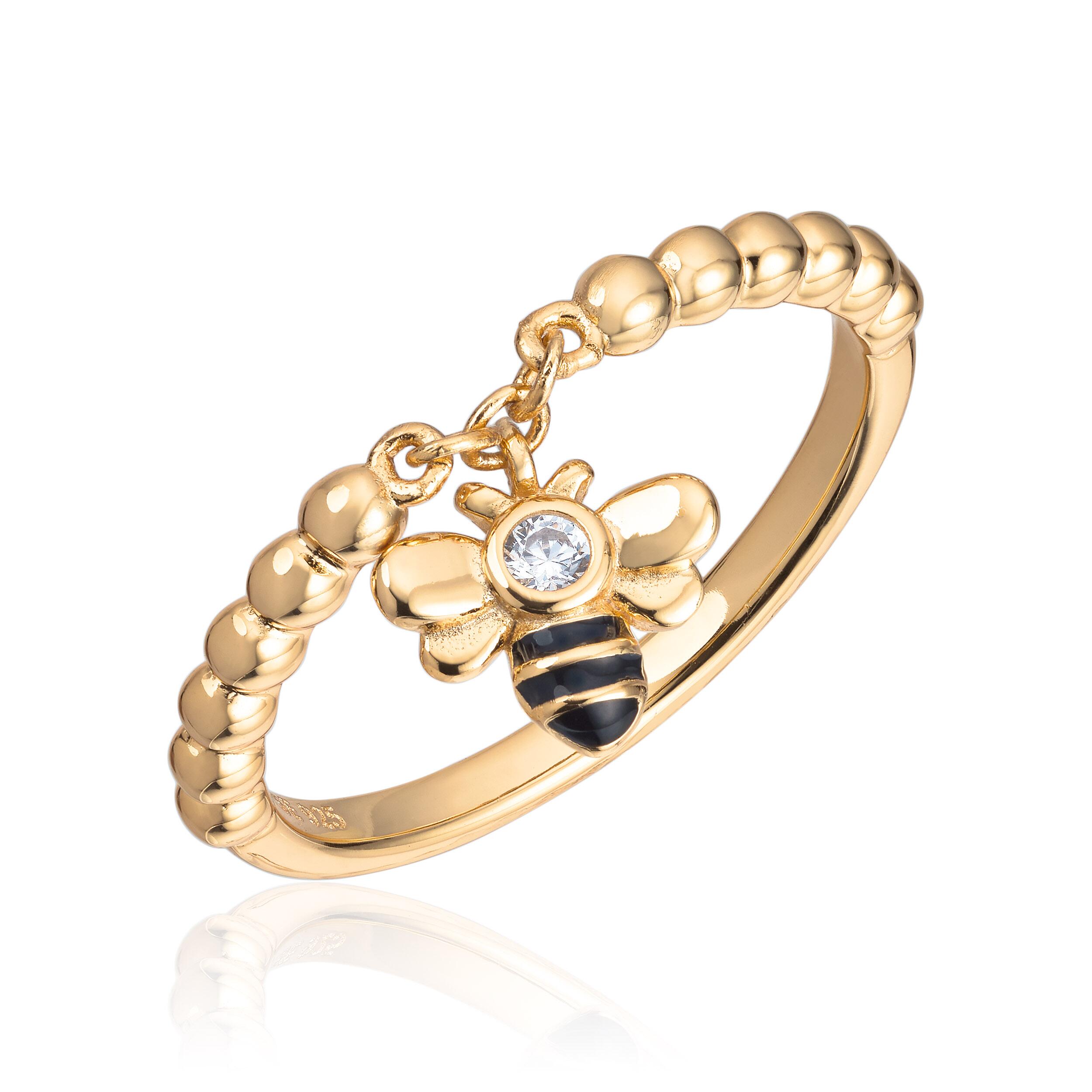 Ring Redd en bie i sølv forgylt 925