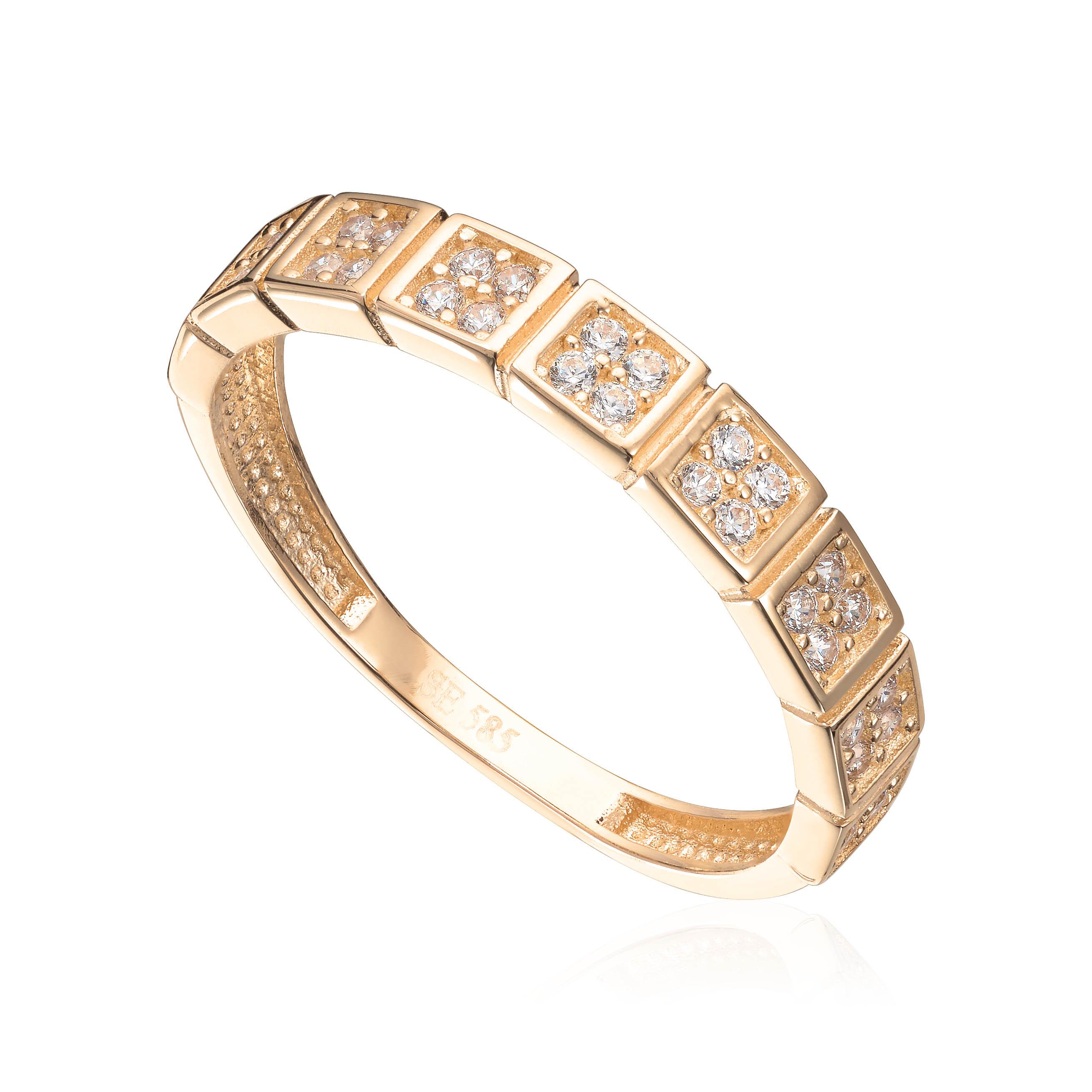 Ring Kvadratisk mønster Cz 14K
