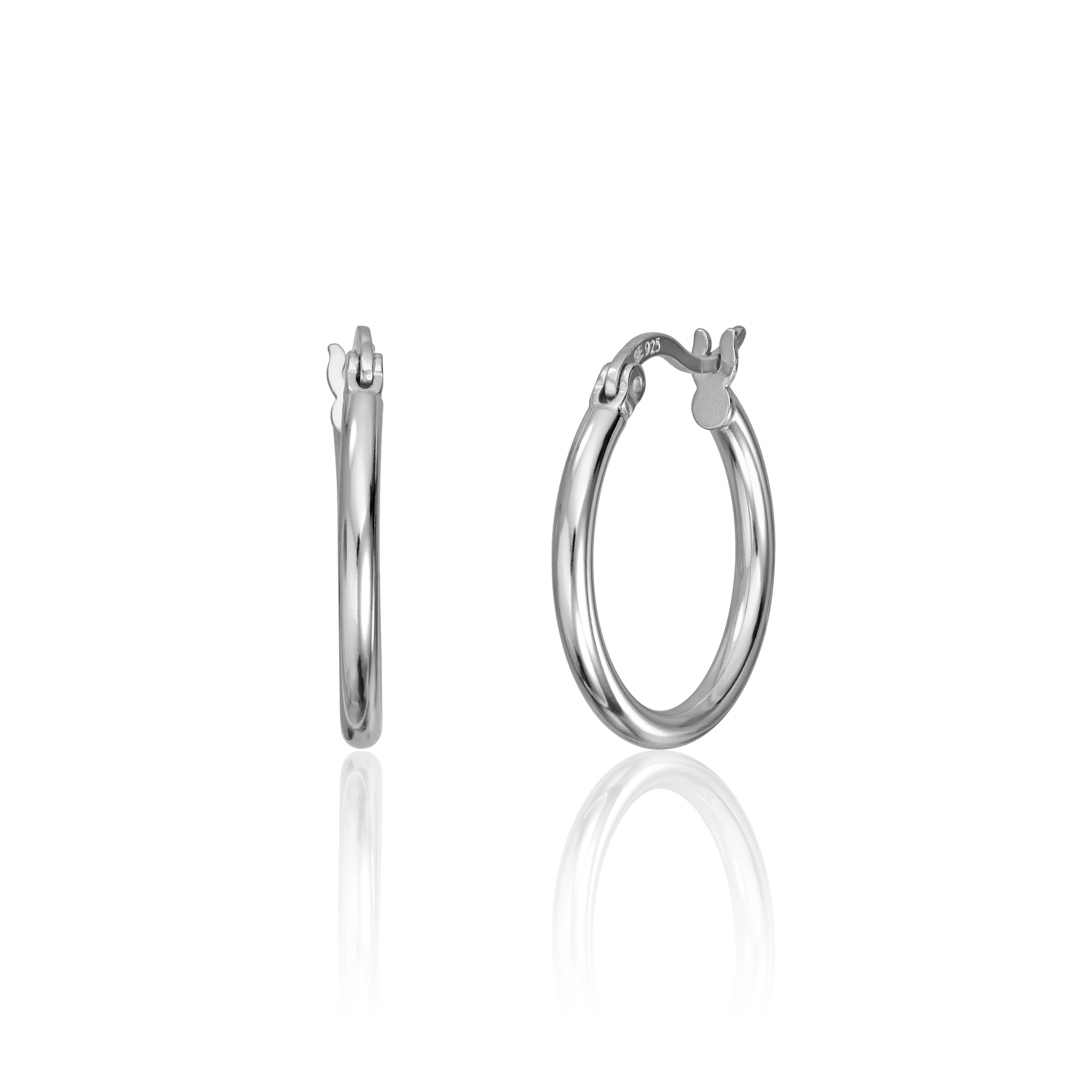 Øreringer i sølv rhodinert 2x20 mm