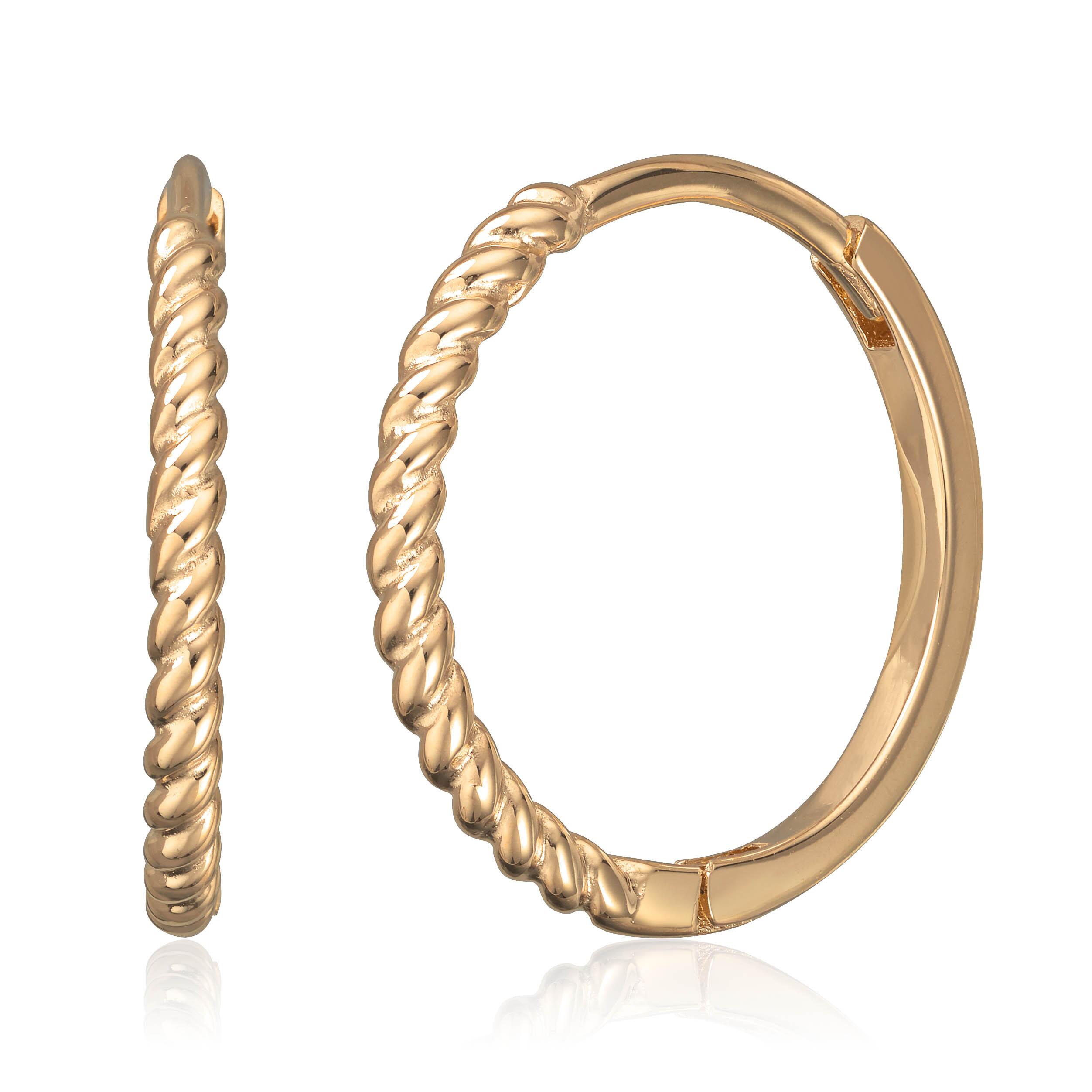Øreringer mønstret 1,5x14mm i 14K Gult gull