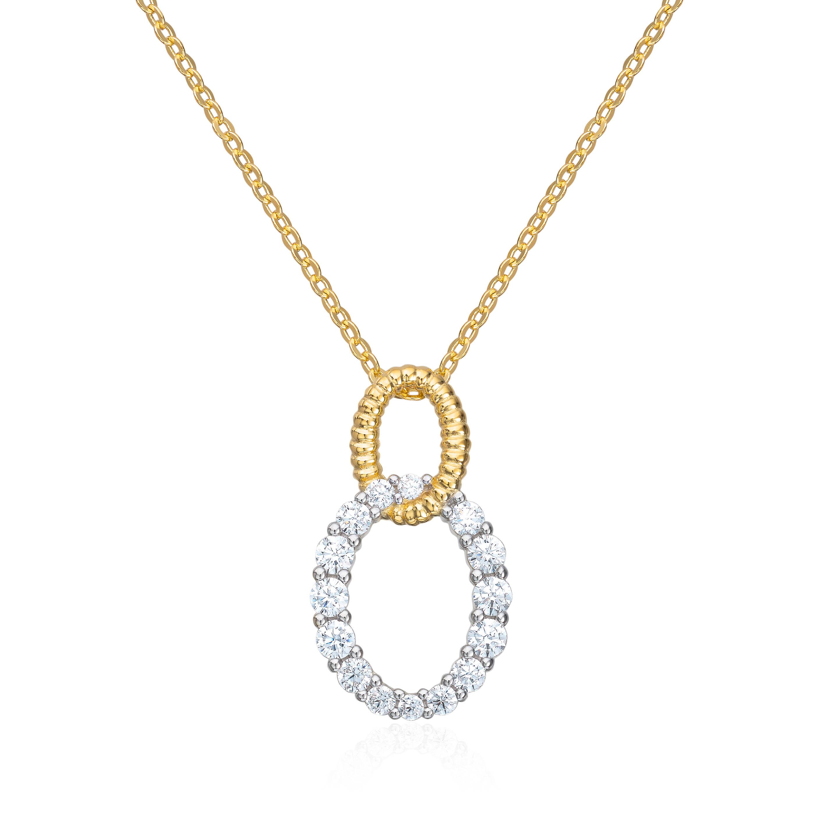 Anheng "Vintage charm" i sølv forgylt med zirkoner