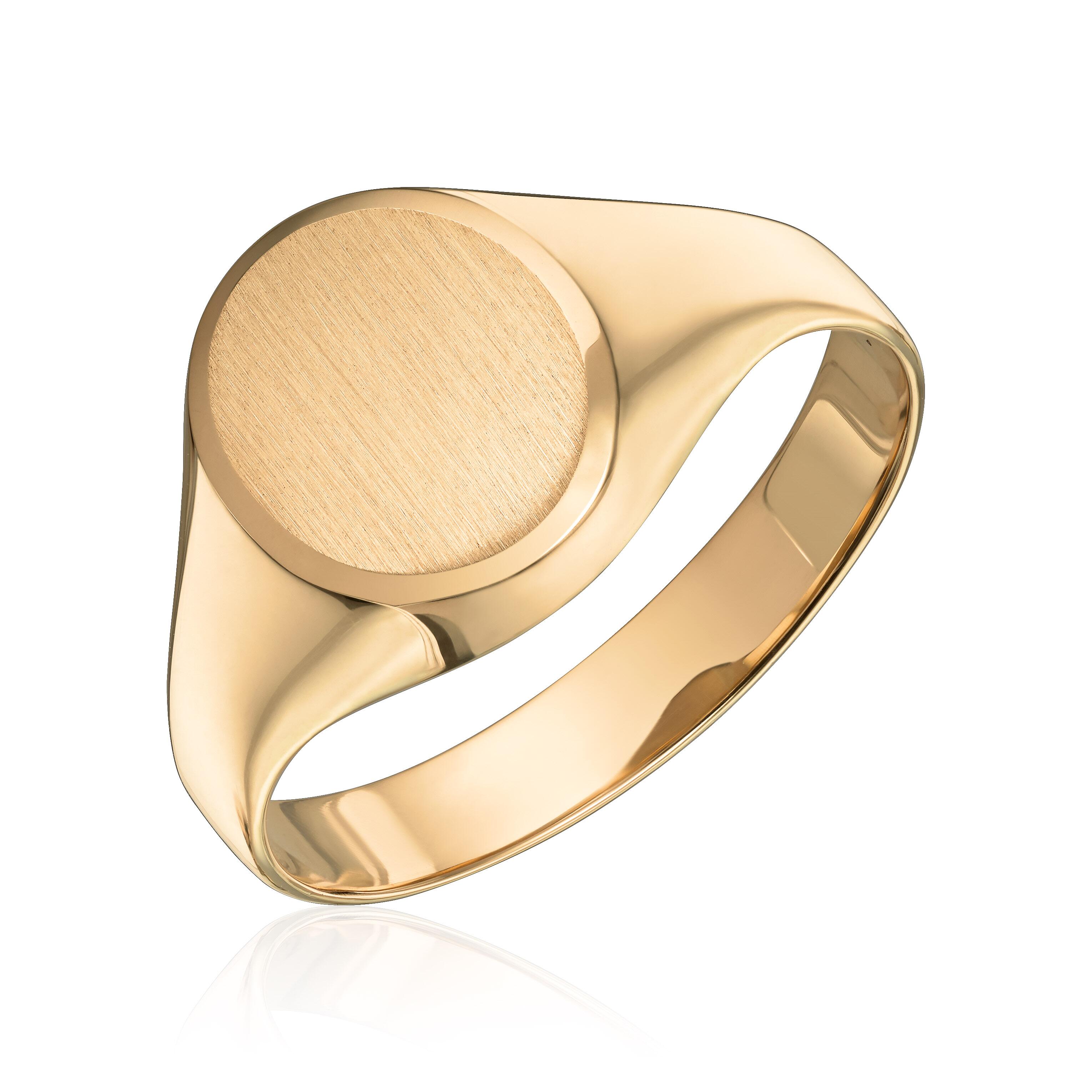 Signet ring med oval topp i 14K gult gull