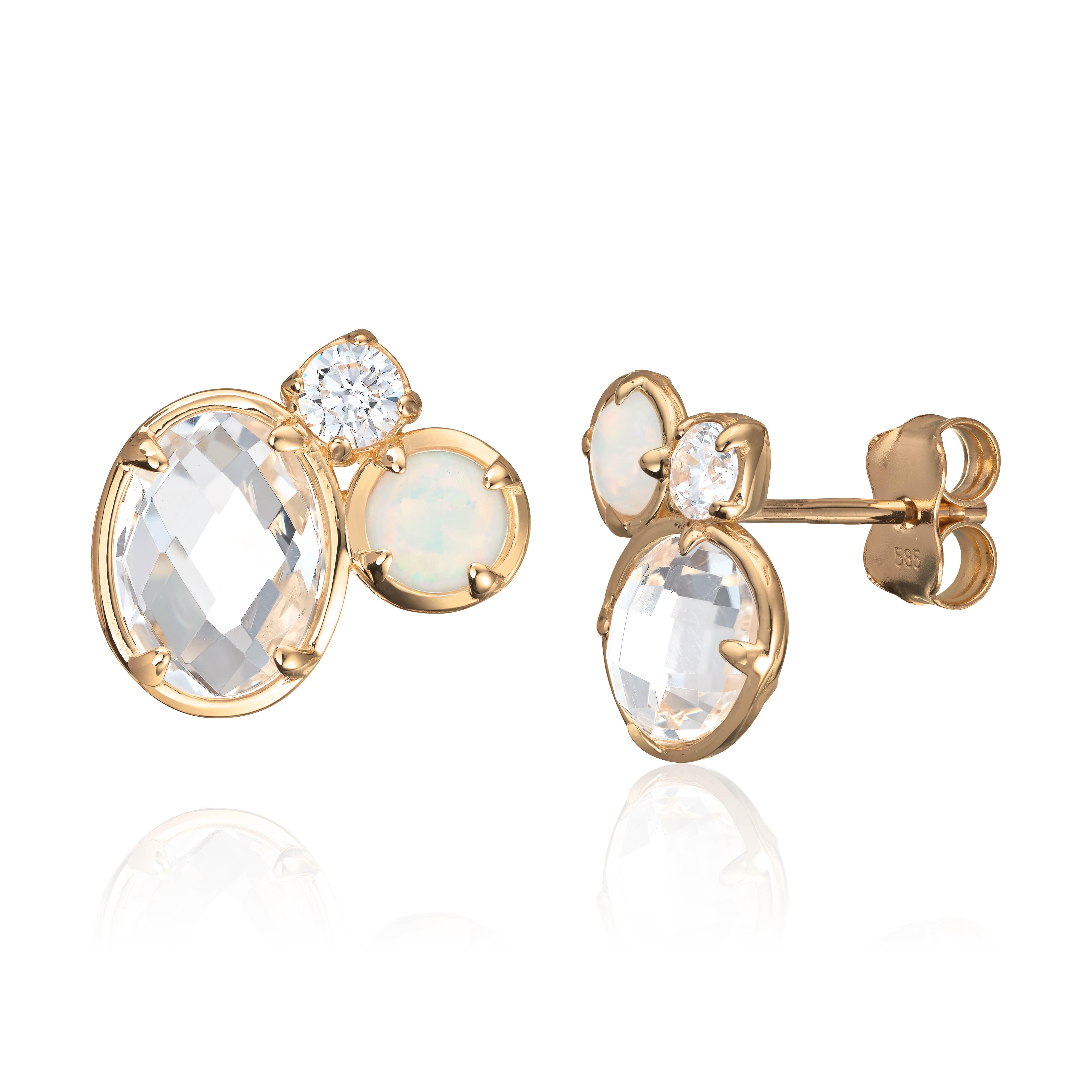 Ørepynt syntetisk Opal 14K
