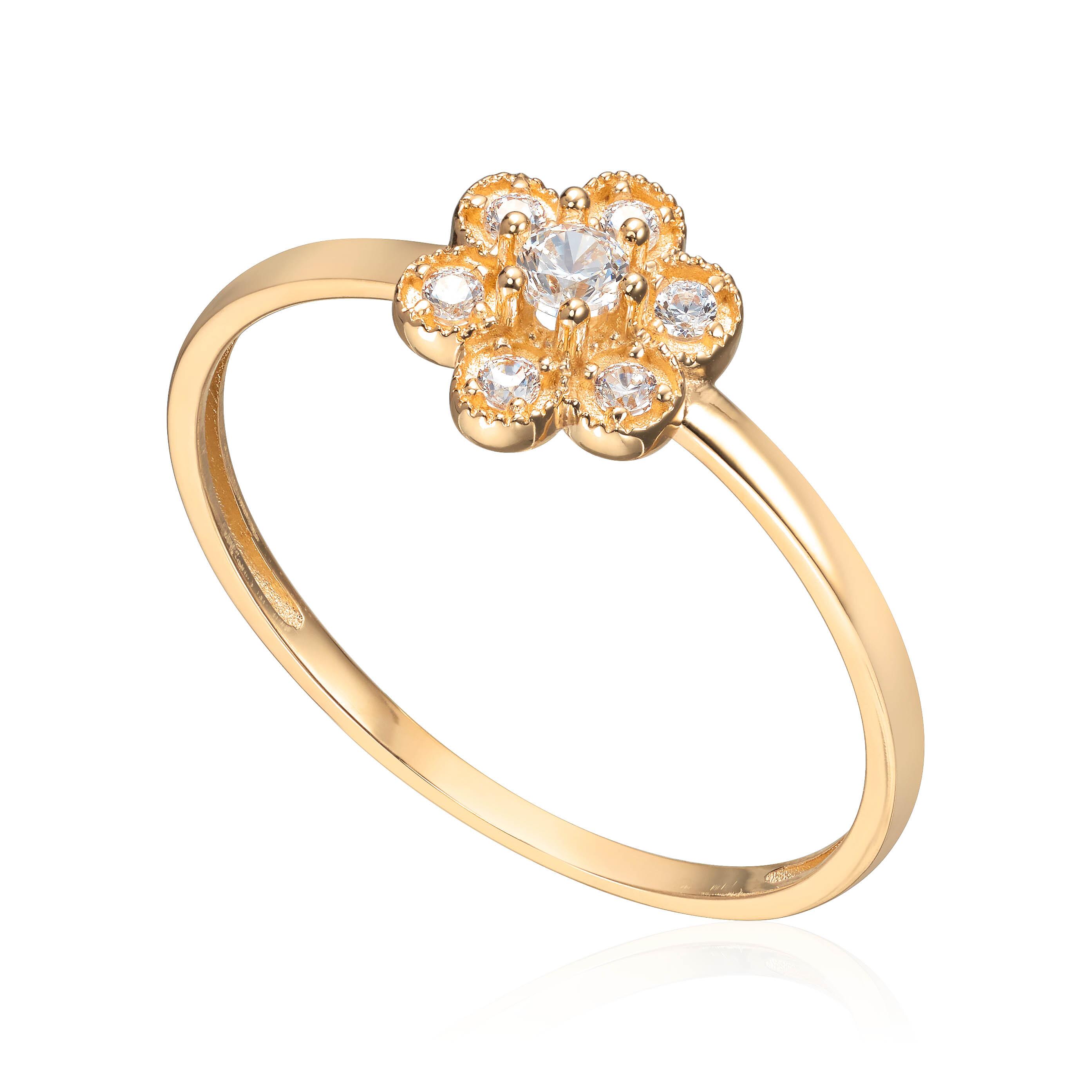 Ring Rosett i 14K gult gull og zirkoner