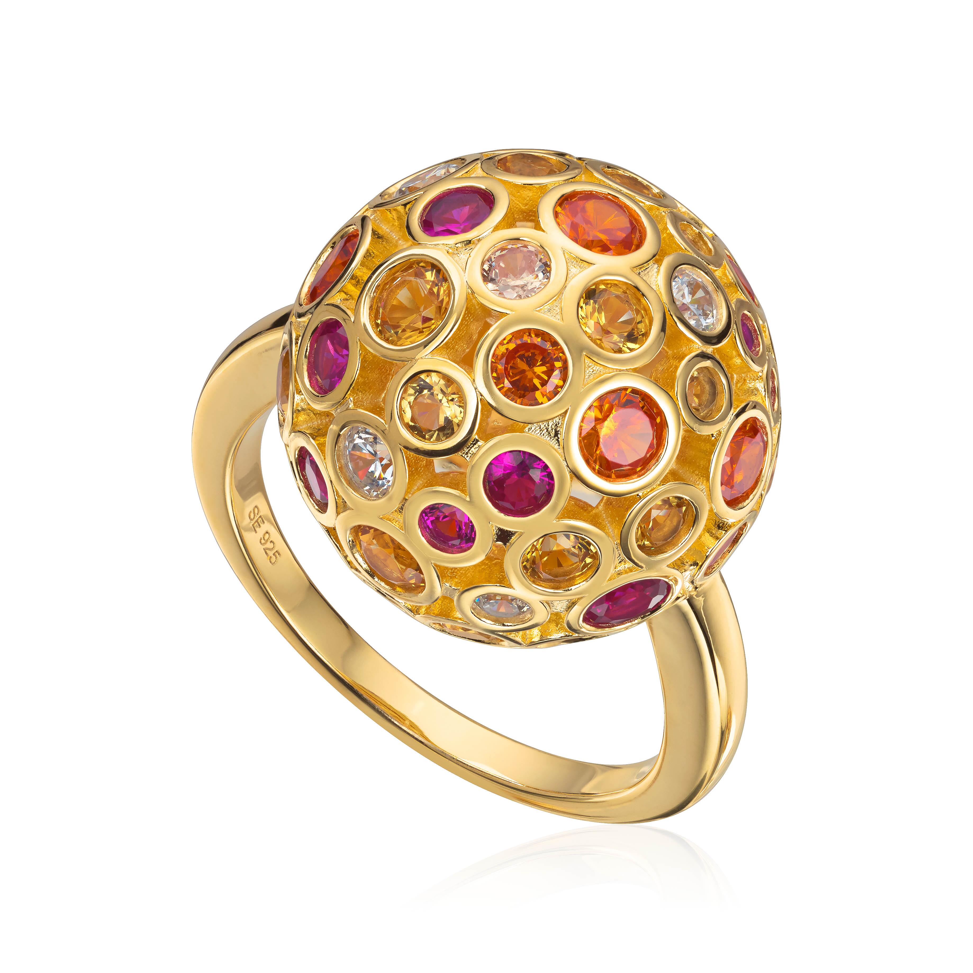 Ring "Fizzy Glow" i forgylt sølv