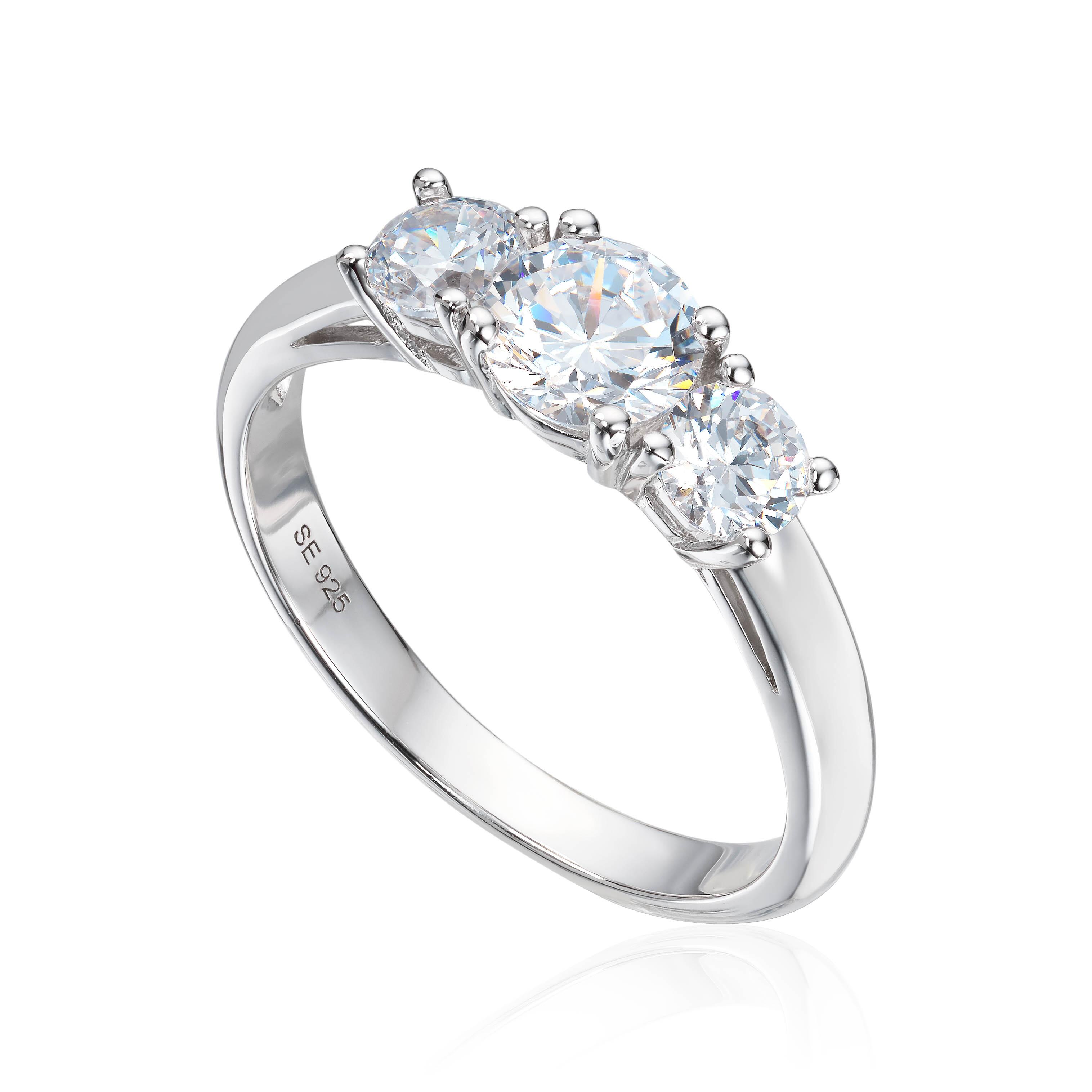Ring "Trilogy" Cz i rhodinert sølv
