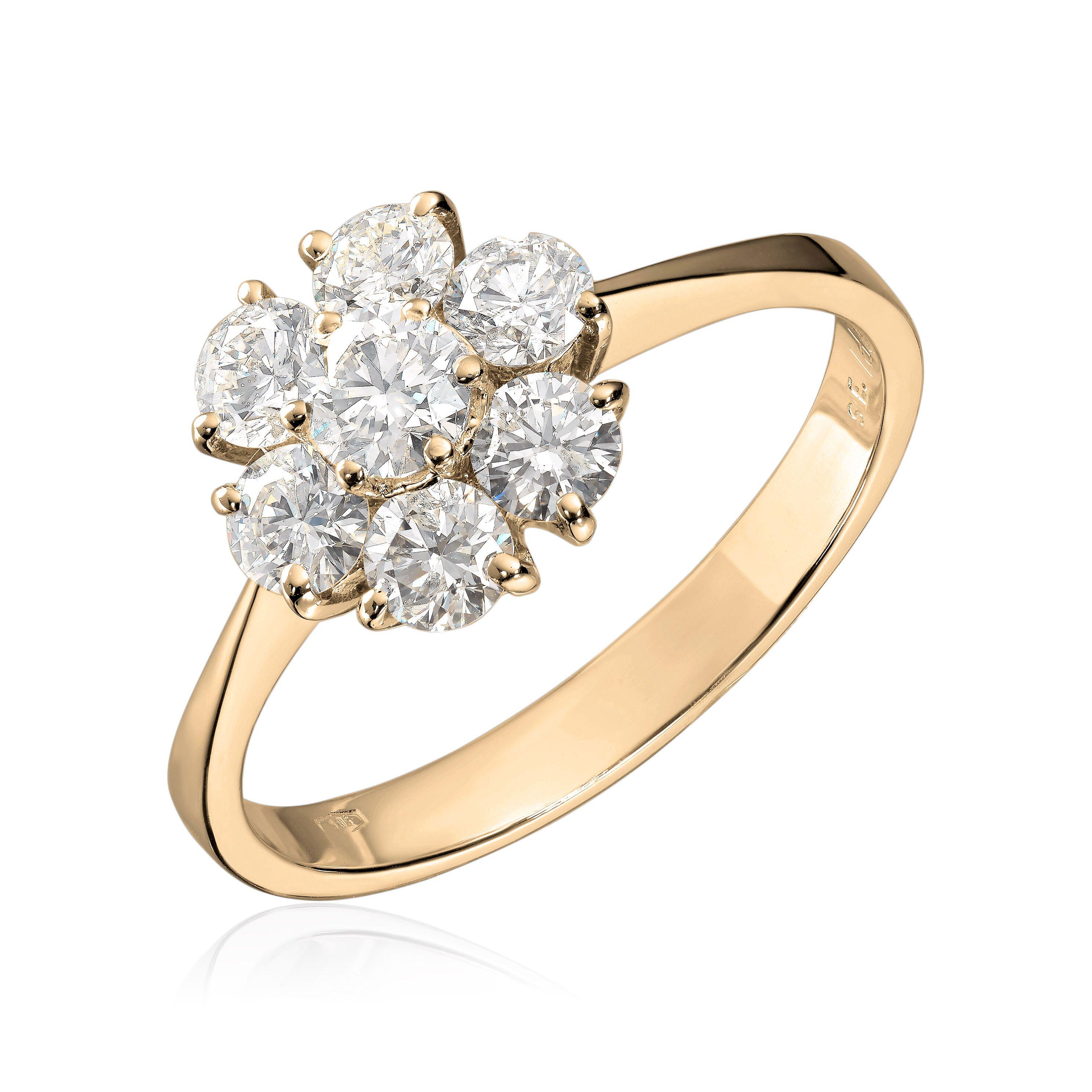 Ring rosett Rose 1.00ct TWSI i gult gull