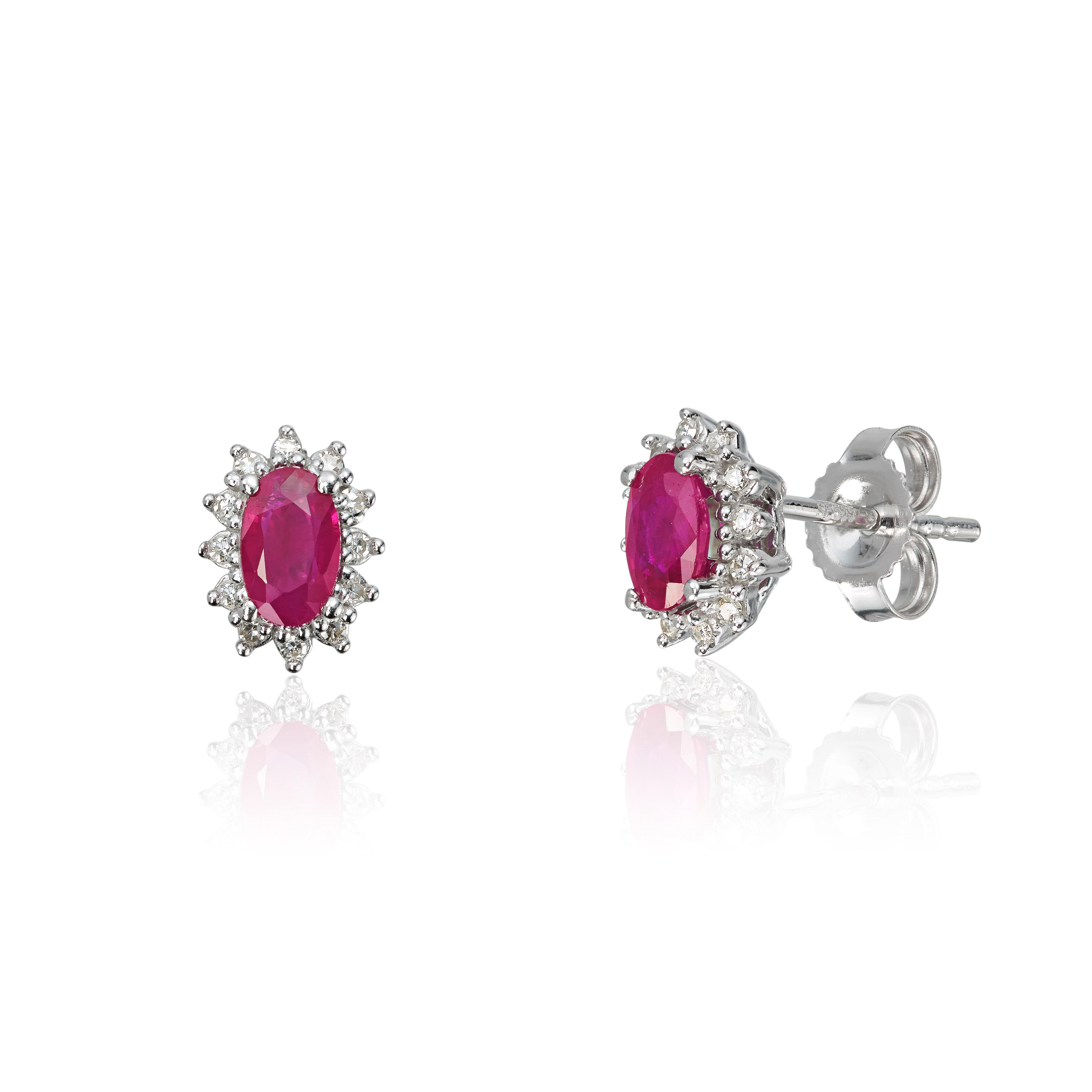Ørepynt Rosett 0,067ct WSI Rubin Hv 585