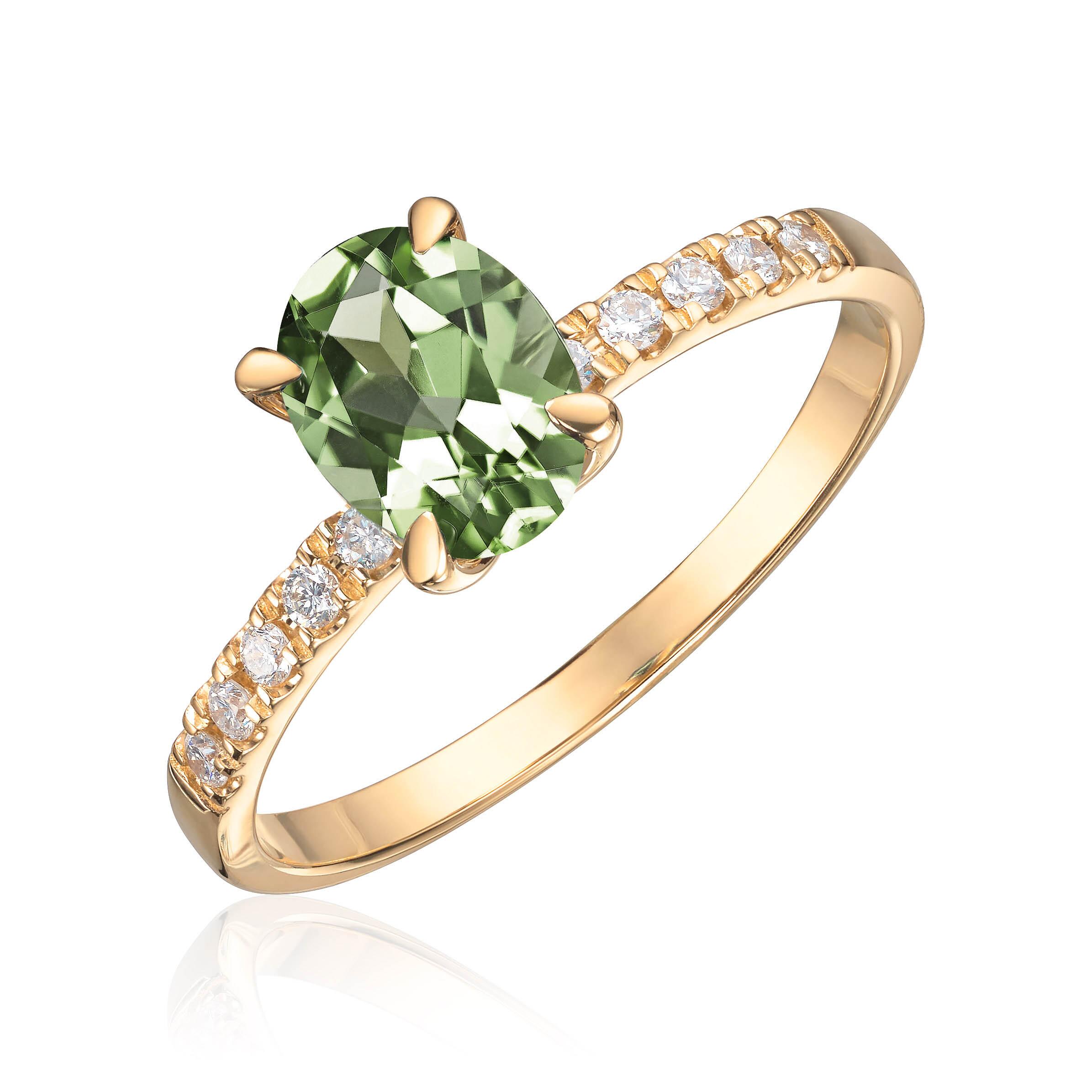 Ring Olivia i gult gull med 0,12ct WSI og Oval midtstein