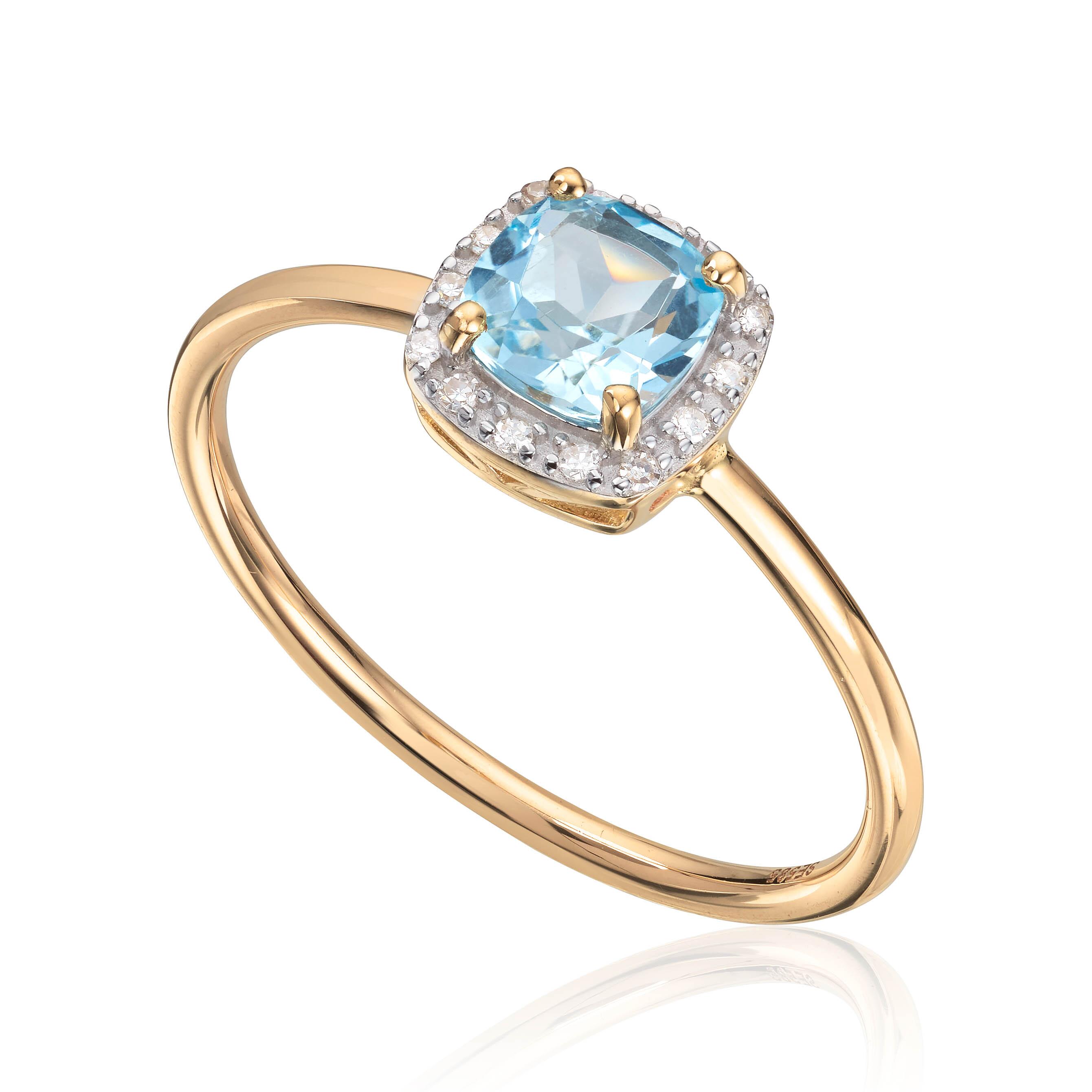 Ring med 0,046ct WSI  og Topas i hvitt gull