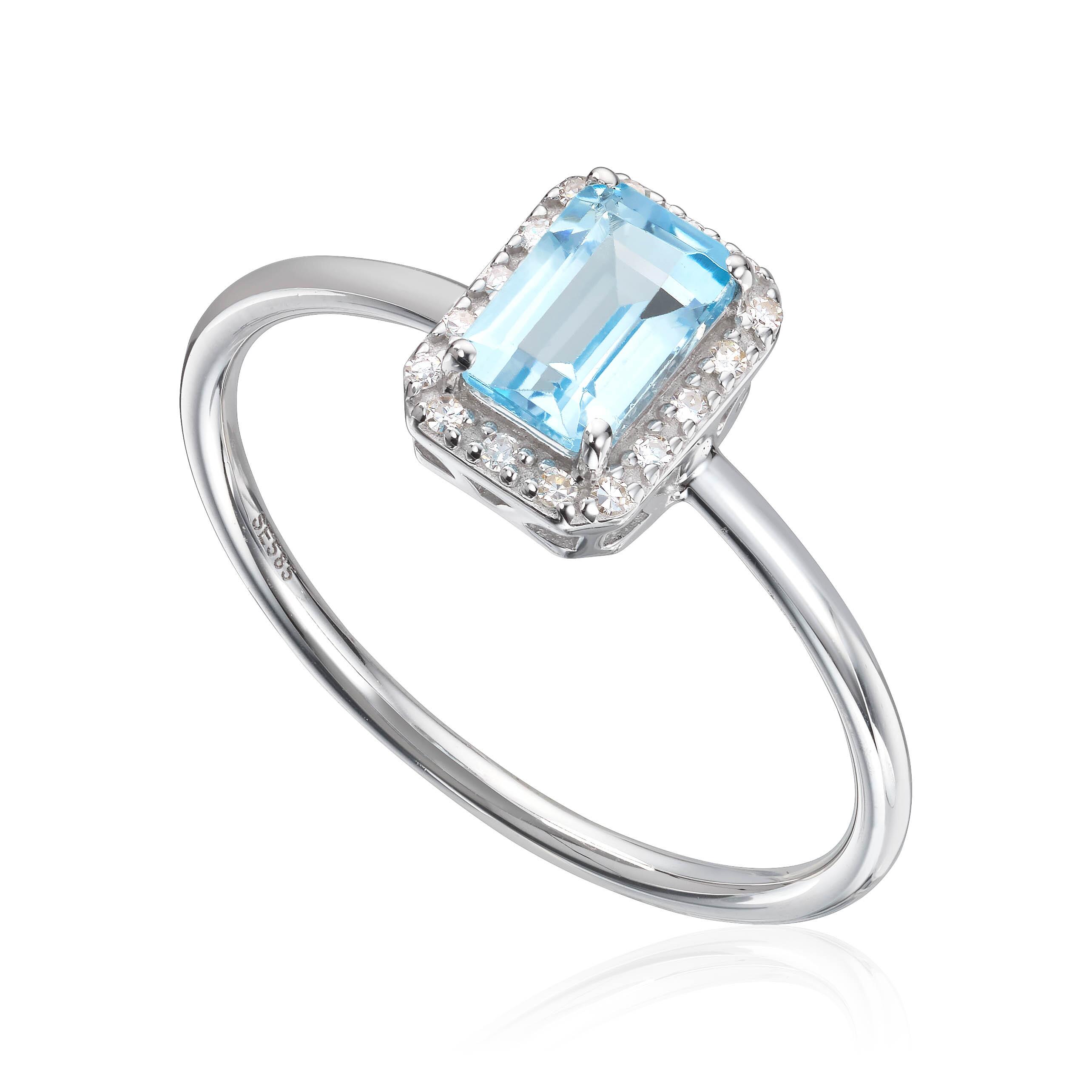Ring med 0,053ct WSI og Topas i hvitt gull