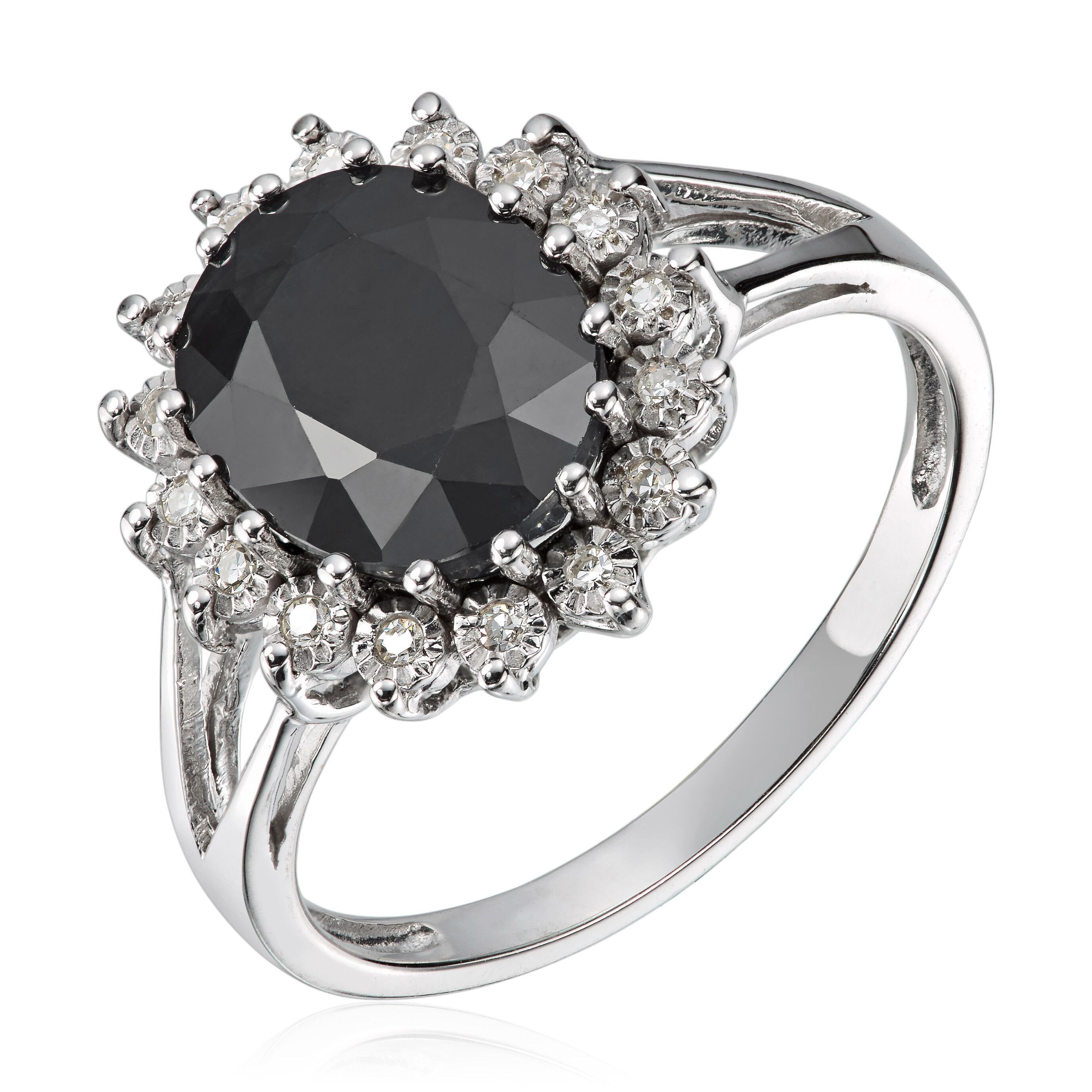 Ring rosett 0,08ct WSI Sort safir HV 585